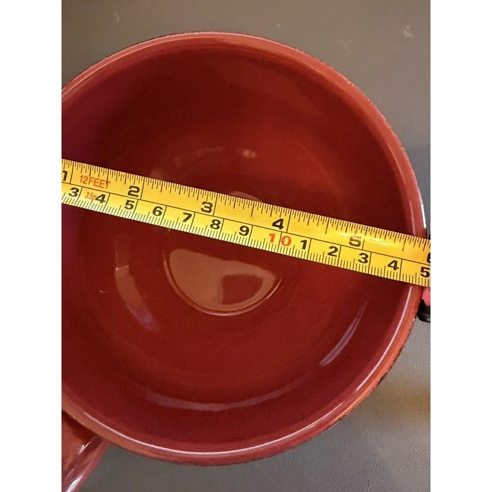 Pier 1 Toscana Hand Painted Earthenware Burgundy Oversized Mug Soup Set 2 RARE